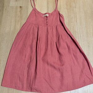 Linen Button Front Mini Sundress Tunic Dress